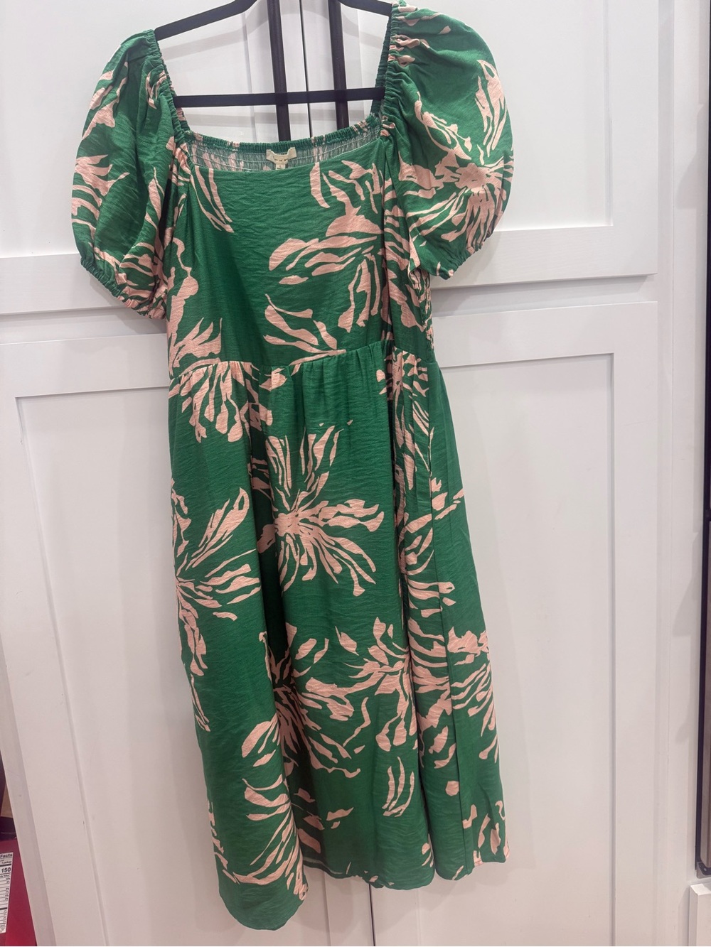 Xhilaration Green Dress with Pink Floral Print